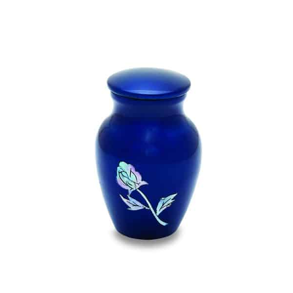 Item #7405-3 Blue Pearl Rose Mother of Pearl Keepsake Urns