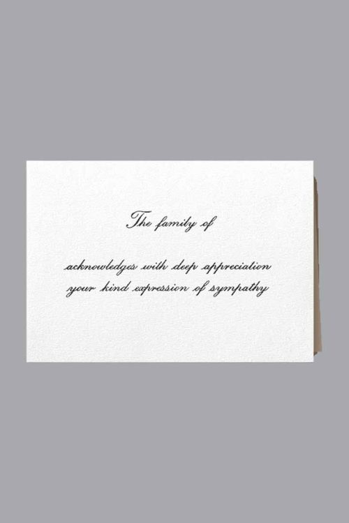 Deep Appreciation Examples Deep Appreciation - Acknowledgment Standard Print - Collins Funeral Supply